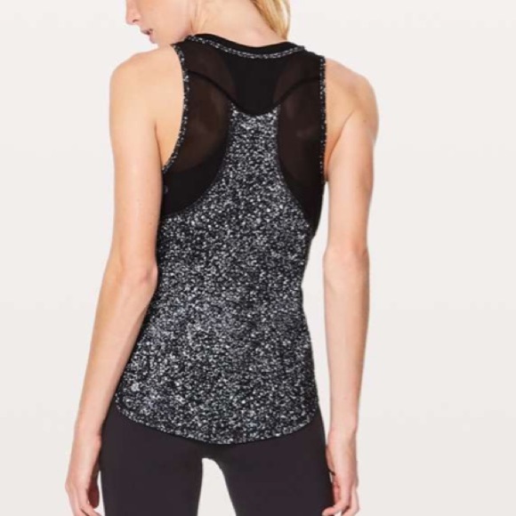 Lululemon Sculpt Tank II Splatter White Black / Black Mesh Back Tank Speckled - Picture 1 of 11